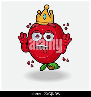 Pomegranate fruit Mascot Character Cartoon With Shocked expression. For brand, label, packaging and product. Vector Illustration Stock Vector