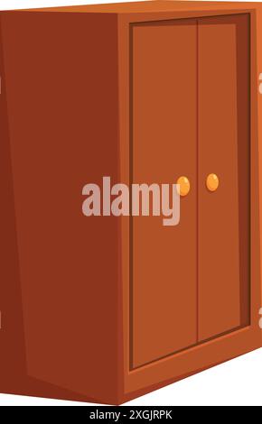 Closed brown wardrobe, simple design, perfect for storing clothes and personal belongings Stock Vector
