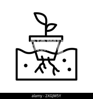 Hydroponics farming pot icon vector logo set collection for web app ui Stock Vector