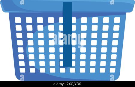 Blue empty laundry basket standing up, prepared for use in the house or in a laundry room Stock Vector