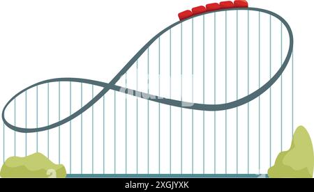 Roller coaster is going through a loop on a beautiful summer day Stock Vector