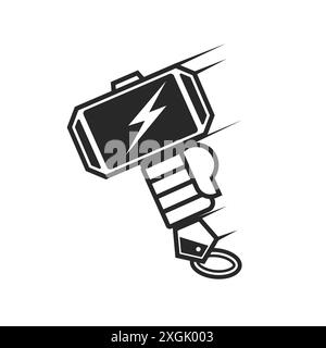 Thor Hammer Icon in trendy flat style isolated on grey background, for your web site design, app, logo, UI. Vector illustration, EPS10. Stock Vector