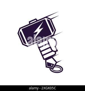 Thor Hammer Icon in trendy flat style isolated on grey background, for your web site design, app, logo, UI. Vector illustration, EPS10. Stock Vector