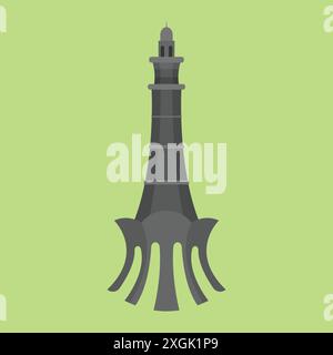 Minar-e-Pakistan. Famous Landmark of Pakistan. 23rd March, Pakistan Resolution Day Minar-e-Pakistan Stock Vector