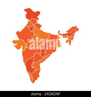 Geography Indian Map vector icon. Map of India. Detailed Map of India Stock Vector