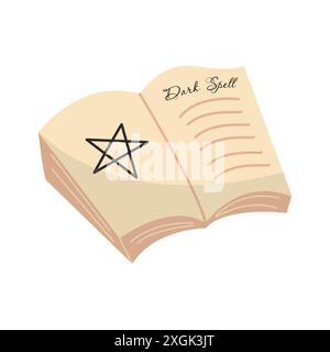 Magic book, book of spells and witchcraft vector illustration isolated on white background. Stock Vector