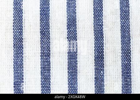 Texture of a blue and white striped fabric. The stripes are vertical and the background is white Stock Photo
