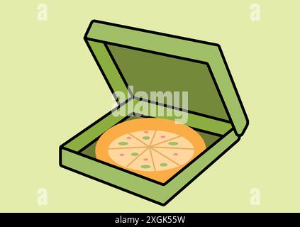 Open pizza box fast food illustration Stock Vector