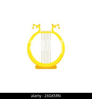 Harp golden musical instrument icon. Vintage harp vector. Vector illustration. Stock Vector