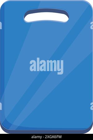 Blue plastic cutting board standing upright with a handle on a white background Stock Vector