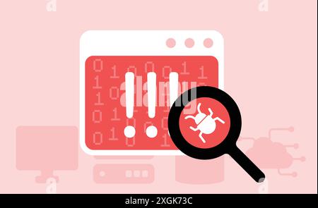 Malware bug web portal error illustraion Stock Vector