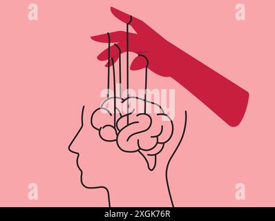 Vector concept illustration of person manipulating people behind the ...
