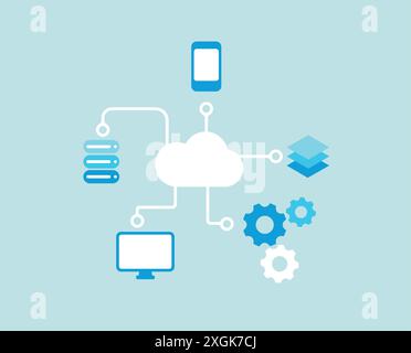 Cloud computing and equipment's attached Stock Vector
