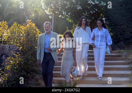 Girona, Spain. 09th July, 2024. King Felipe, Queen Letizia, Crown Princess Leonor, Infanta Sofia during a meeting with previous awards winners of the Princess of Girona Awards at Melia Hotel in Lloret de Mar, Spain Credit: CORDON PRESS/Alamy Live News Stock Photo