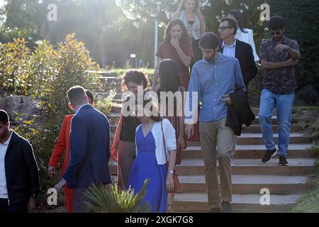 Girona, Spain. 09th July, 2024. King Felipe, Queen Letizia, Crown Princess Leonor, Infanta Sofia during a meeting with previous awards winners of the Princess of Girona Awards at Melia Hotel in Lloret de Mar, Spain Credit: CORDON PRESS/Alamy Live News Stock Photo