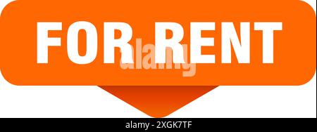 for rent sticker. for rent sign on transparent background. rectangular button Stock Vector