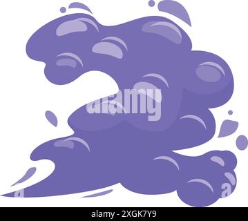 Cartoon cloud blowing steam in a funny cartoon style. Purple cartoon ...