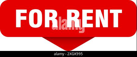 for rent sticker. for rent sign on transparent background. rectangular button Stock Vector