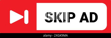 Red skip ad button with arrow showing online choice Stock Vector
