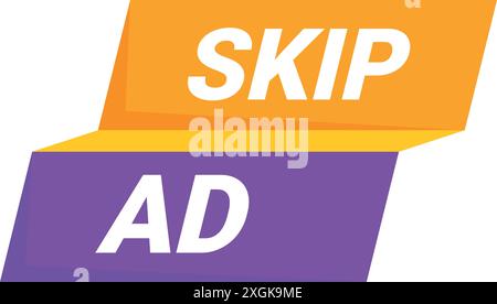 Button allowing users to skip advertisement videos on websites and social media Stock Vector