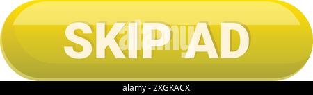Yellow button allowing users to skip advertisement content Stock Vector