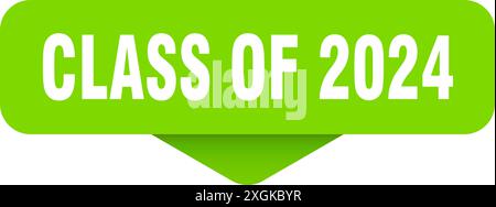 class of 2024 sticker. class of 2024 sign on transparent background. rectangular button Stock Vector