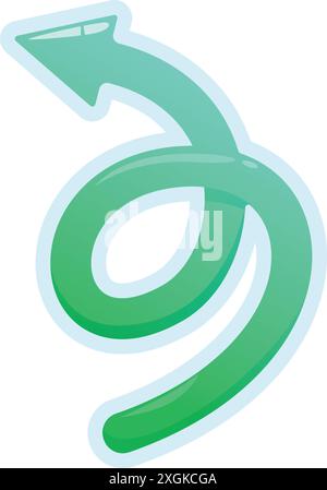 Twisting Path Vector Green arrow pointing and twisting in a spiral, indicating a direction ...