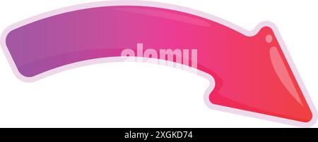 Red and pink gradient arrow is pointing down and to the right Stock Vector