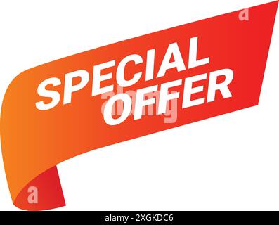 Red ribbon announcing a special offer with a gradient effect from orange to red Stock Vector