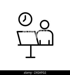 flexible schedule work icon logo sign vector outline in black and white color Stock Vector