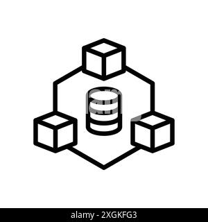 Big Data icon logo sign vector outline in black and white color Stock Vector