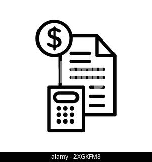 Budget Accounting Icon logo sign vector outline in black and white color Stock Vector