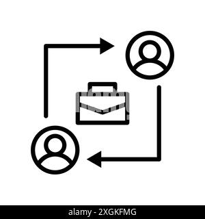 Co working icon logo sign vector outline in black and white color Stock Vector