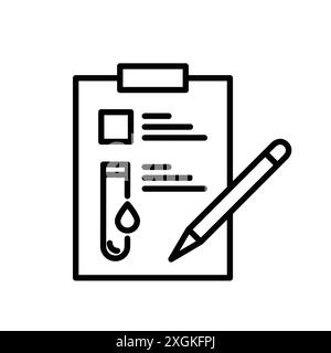 Clinical analysis result icon logo sign vector outline in black and white color Stock Vector