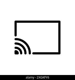 Screencast Icon logo sign vector outline in black and white color Stock Vector