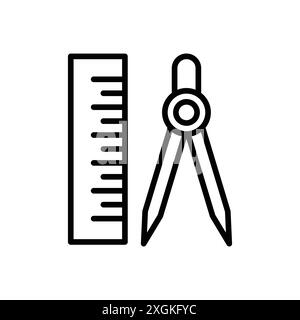 Geometry icon logo sign vector outline in black and white color Stock Vector