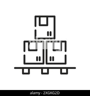 Pallet icon logo sign vector outline in black and white color Stock Vector