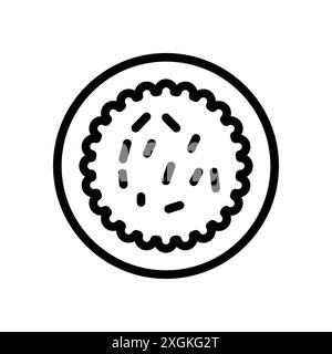 Rice in a plate icon logo sign vector outline in black and white color Stock Vector