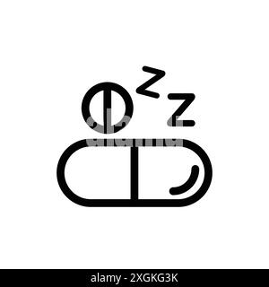 sleeping pills icon logo sign vector outline in black and white color Stock Vector