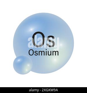 Osmium element icon. Glossy blue sphere. Chemical symbol Os. Vector illustration. Stock Vector