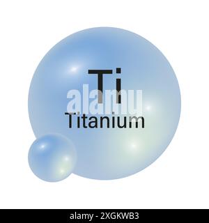 Titanium element symbol. Blue gradient sphere. Chemical icon vector. Periodic table detail. Stock Vector