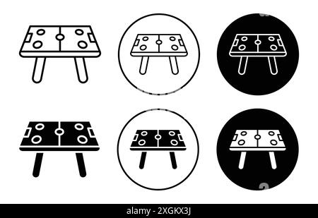 Air hockey icon logo sign vector outline in black and white color Stock Vector