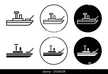army boat icon logo sign vector outline in black and white color Stock Vector