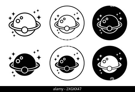 Astronomy icon logo sign vector outline in black and white color Stock Vector