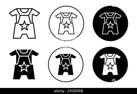 Baby overalls icon logo sign vector outline in black and white color Stock Vector