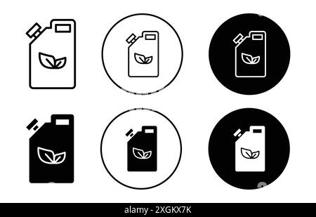 Biofuel canister icon logo sign vector outline in black and white color Stock Vector