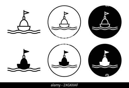 Buoy Icon logo sign vector outline in black and white color Stock Vector