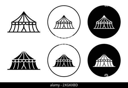 Circus tent icon logo sign vector outline in black and white color Stock Vector