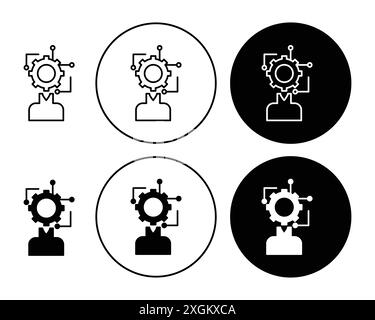 big data scientist icon logo sign vector outline in black and white color Stock Vector