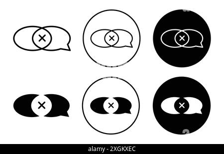 Disagreement icon logo sign vector outline in black and white color Stock Vector
